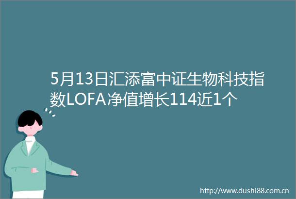 5月13日汇添富中证生物科技指数LOFA净值增长114近1个月累计上涨188