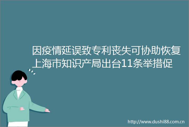 因疫情延误致专利丧失可协助恢复上海市知识产局出台11条举措促企业发展
