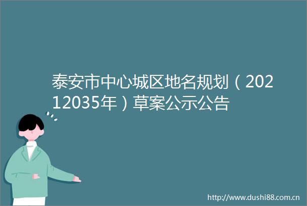 泰安市中心城区地名规划（20212035年）草案公示公告