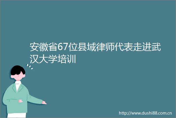 安徽省67位县域律师代表走进武汉大学培训