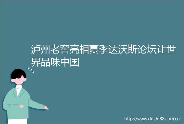 泸州老窖亮相夏季达沃斯论坛让世界品味