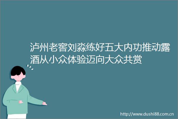 泸州老窖刘淼练好五大内功推动露酒从小众体验迈向大众共赏