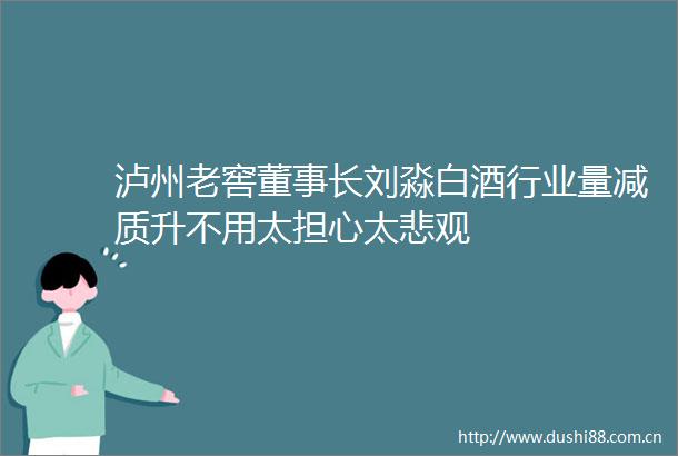 泸州老窖董事长刘淼白酒行业量减质升不用太担心太悲观