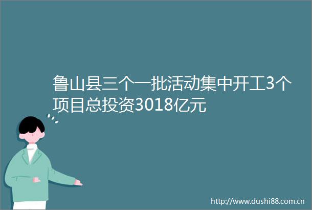 鲁山县三个一批活动集中开工3个项目总投资3018亿元