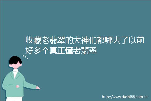收藏老翡翠的大神们都哪去了以前好多个真正懂老翡翠