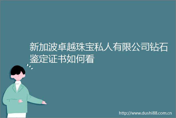 新加波卓越珠宝私人有限公司钻石鉴定证书如何看