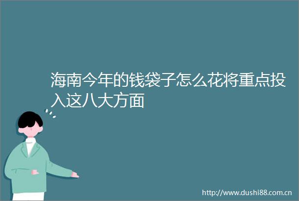 海南今年的钱袋子怎么花将重点投入这八大方面