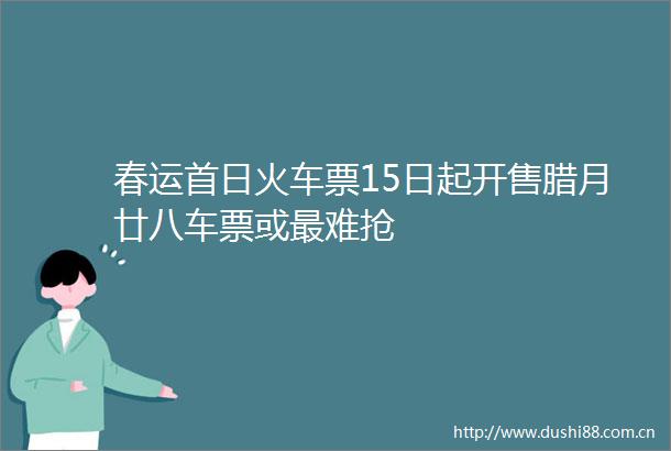 春运首日火车票15日起开售腊月廿八车票或最难抢