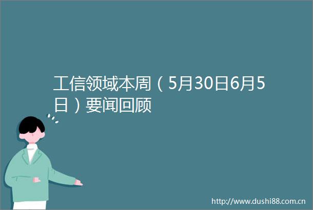 工信领域本周（5月30日6月5日）要闻回顾