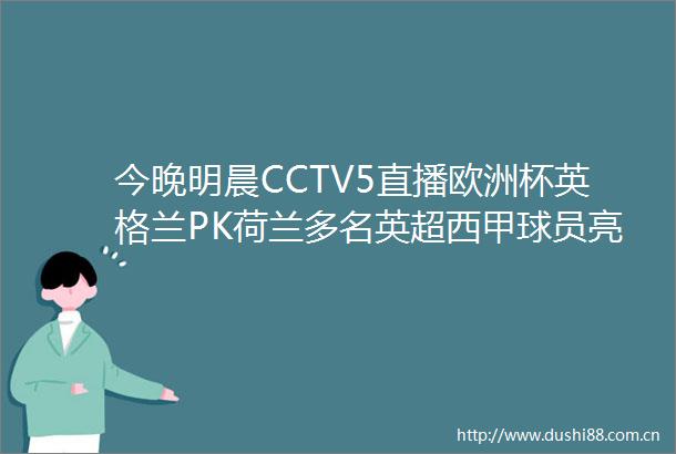 今晚明晨CCTV5直播欧洲杯英格兰PK荷兰多名英超西甲球员亮相