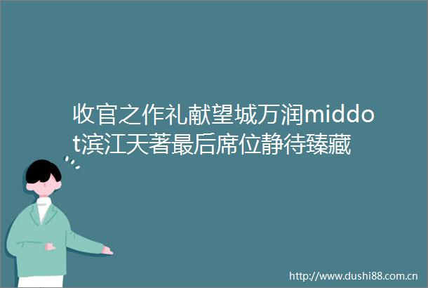 收官之作礼献望城万润middot滨江天著最后席位静待臻藏