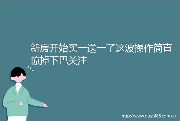 新房开始买一送一了这波操作简直惊掉下巴关注