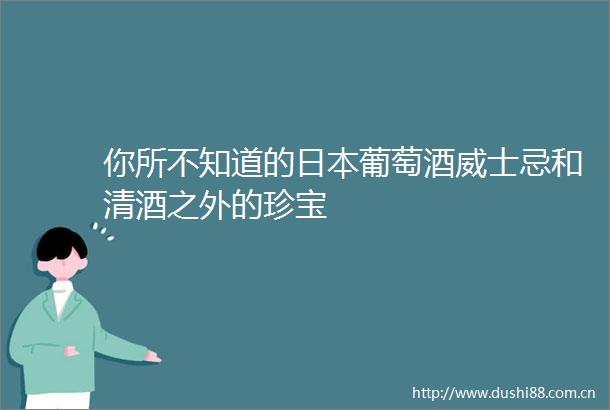 你所不知道的葡萄酒威士忌和清酒之外的珍宝