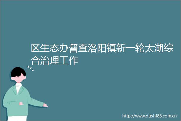 区生态办督查洛阳镇新一轮太湖综合治理工作