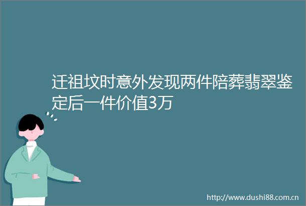 迁祖坟时意外发现两件陪葬翡翠鉴定后一件价值3万