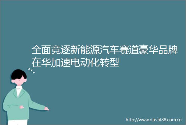 全面竞逐新能源汽车赛道豪华品牌在华加速电动化转型