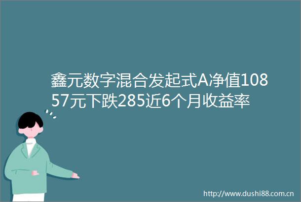 鑫元数字混合发起式A净值10857元下跌285近6个月收益率2013