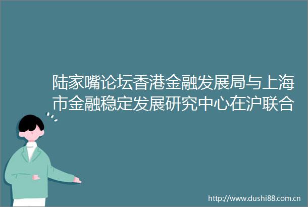 陆家嘴论坛香港金融发展局与上海市金融稳定发展研究中心在沪联合举办沪港国际金融中心协同发展研讨会