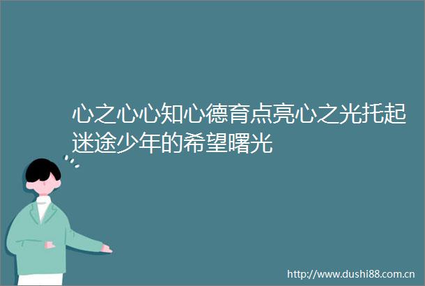 心之心心知心德育点亮心之光托起迷途少年的希望曙光