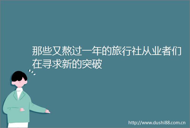那些又熬过一年的旅行社从业者们在寻求新的突破