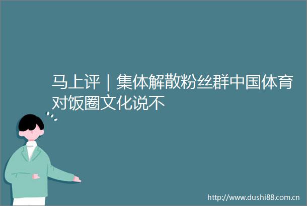 马上评｜集体解散粉丝群体育对饭圈文化说不