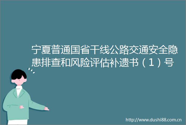 宁夏普通国省干线公路交通安全隐患排查和风险评估补遗书（1）号