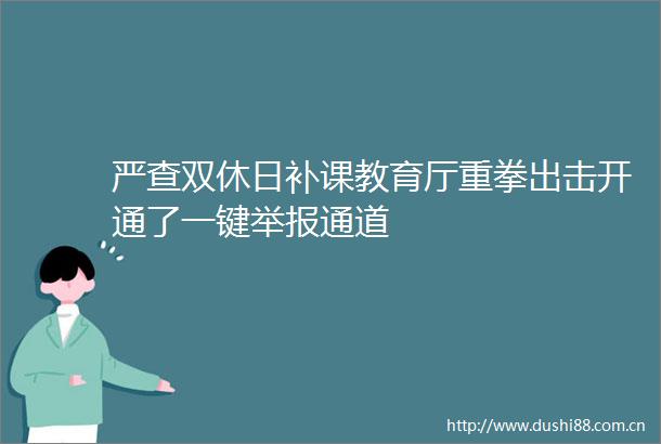 严查双休日补课教育厅重拳出击开通了一键通道