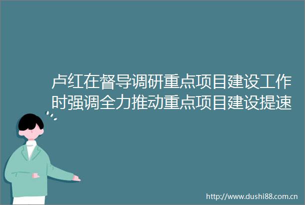 卢红在督导调研重点项目建设工作时强调全力推动重点项目建设提速提质提效为经济社会高质量发展增添强劲动力