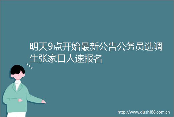 明天9点开始最新公告员选调生张家口人速报名