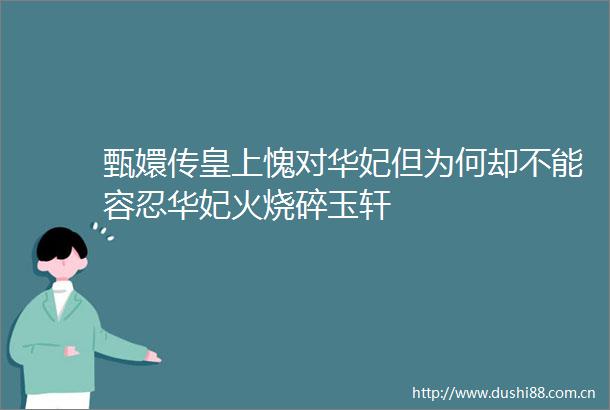 甄嬛传皇上愧对华妃但为何却不能容忍华妃火烧碎玉轩