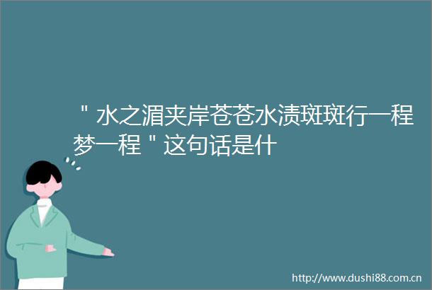 ＂水之湄夹岸苍苍水渍斑斑行一程梦一程＂这句话是什