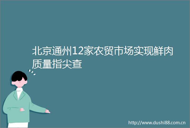 北京通州12家农贸市场实现鲜肉质量指尖查
