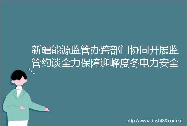 新疆能源监管办跨部门协同开展监管约谈全力保障迎峰度冬电力安全稳定供应