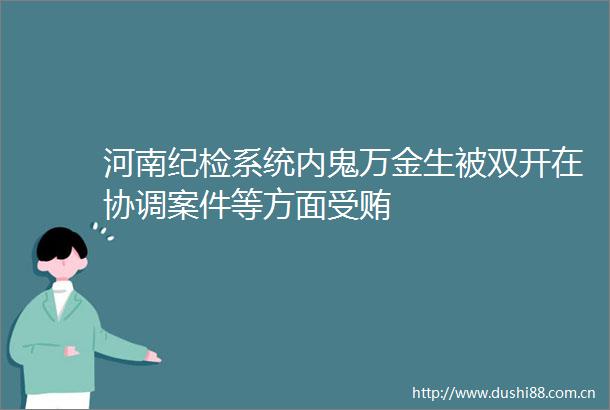 河南纪检系统内鬼万金生被双开在协调案件等方面