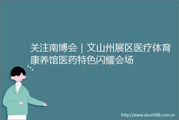 关注南博会｜文山州展区医疗体育康养馆医药特色闪耀会场