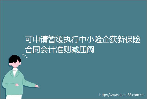 可申请暂缓执行中小险企获新保险合同会计准则减压阀