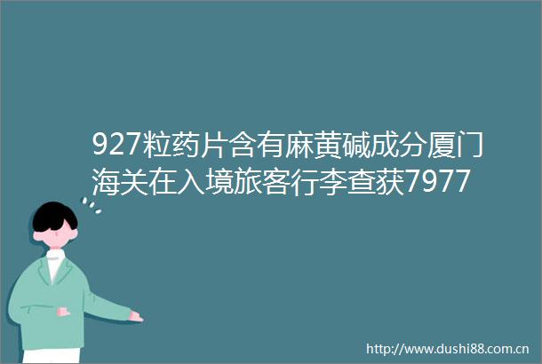 927粒药片含有麻黄碱成分厦门海关在入境旅客行李查获7977粒三无减肥药
