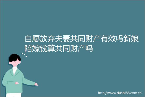 自愿放弃夫妻共同财产有效吗新娘陪嫁钱算共同财产吗