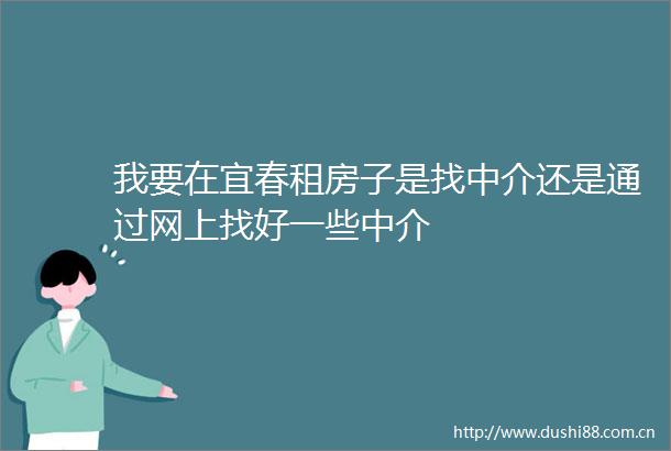 我要在宜春租房子是找中介还是通过网上找好一些中介