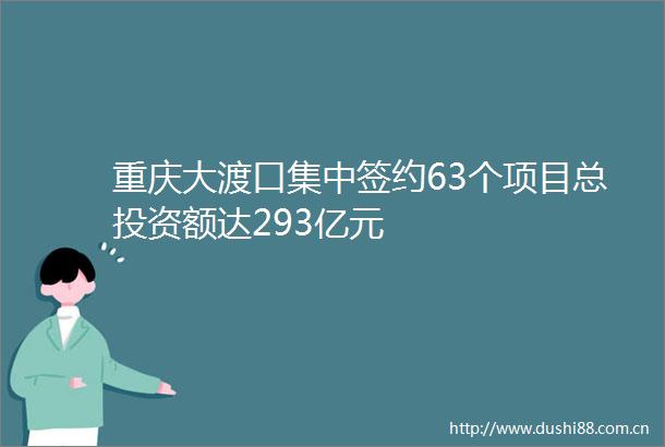 重庆大渡口集中签约63个项目总投资额达293亿元