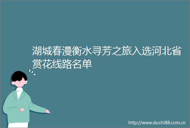 湖城春漫衡水寻芳之旅入选河北省赏花线路名单