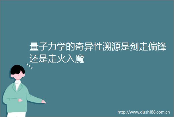 量子力学的奇异性溯源是剑走偏锋还是走火入魔