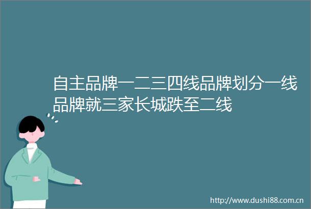 自主品牌一二三四线品牌划分一线品牌就三家长城跌至二线