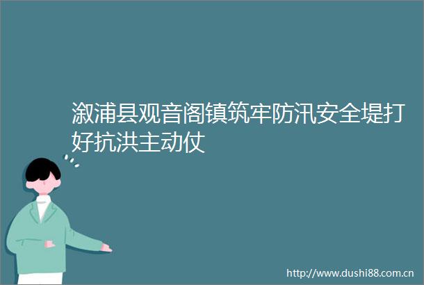 溆浦县观音阁镇筑牢防汛安全堤打好抗洪主动仗