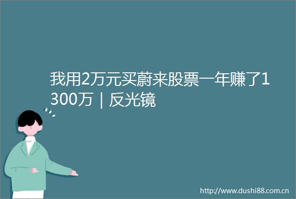 我用2万元买蔚来股票一年赚了1300万｜反光镜