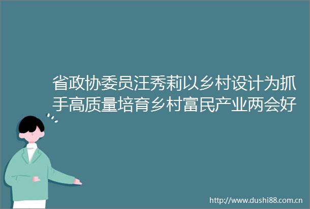 省政协委员汪秀莉以乡村设计为抓手高质量培育乡村富民产业两会好声音