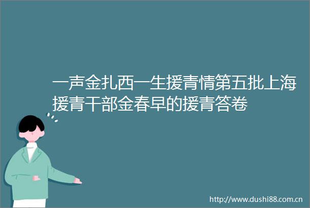 一声金扎西一生援青情第五批上海援青金春早的援青答卷