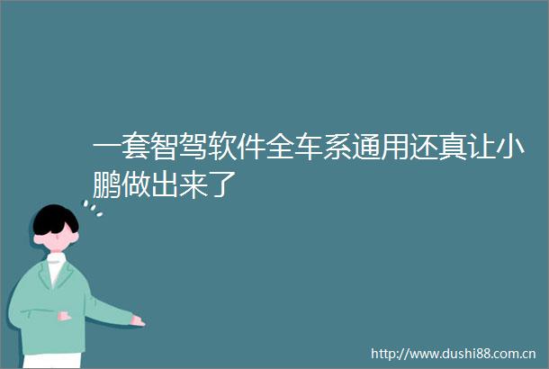 一套智驾软件全车系通用还真让小鹏做出来了