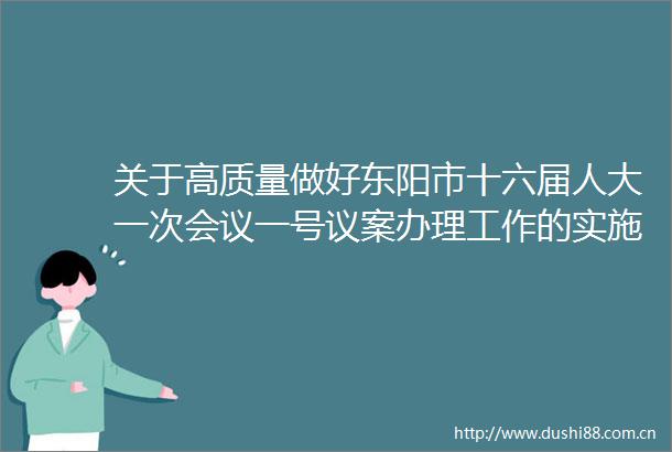 关于高质量做好东阳市十六届人大一次会议一号议案办理工作的实施方案的通知