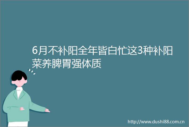 6月不补阳全年皆白忙这3种补阳菜养脾胃强体质